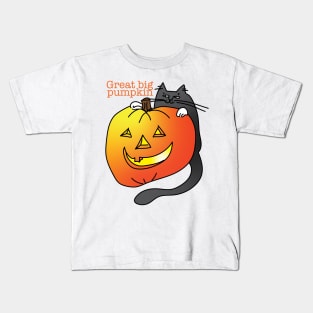 Halloween Pumpkin with Black Cat Kids T-Shirt